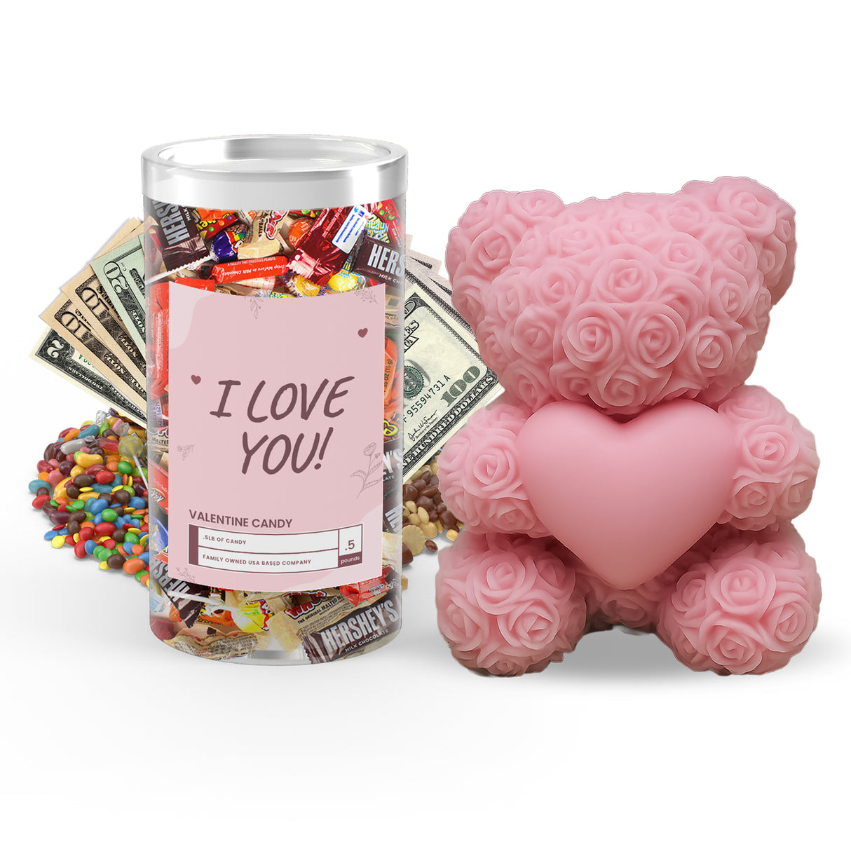 I Love You! – 4-in-1 Cash Candy And Teddy Bear Cash Wax Melt Bundle
