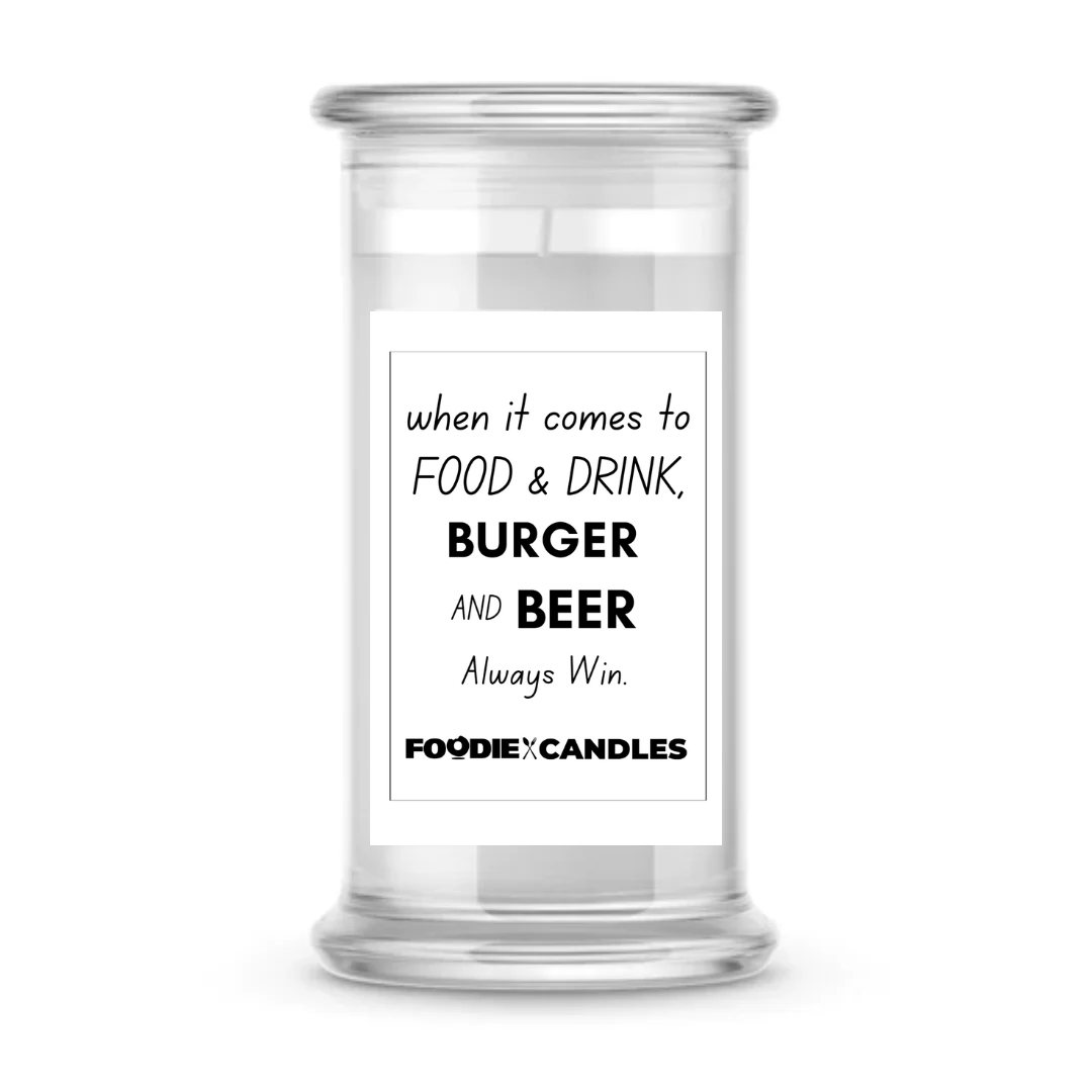 When it comes to Food & Drink, Burger and Beer always win | Foodie Candles