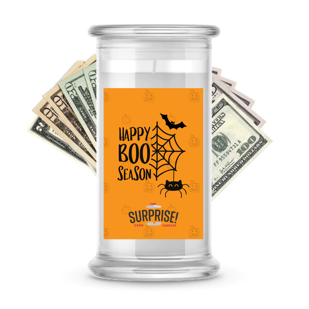 HAPPY BOO SEASON HALLOWEEN CASH CANDLE