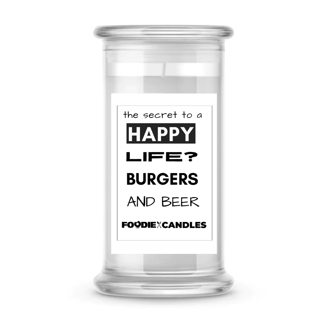 The secret to a Happy Life? Burgers and Beer | Foodie Candles