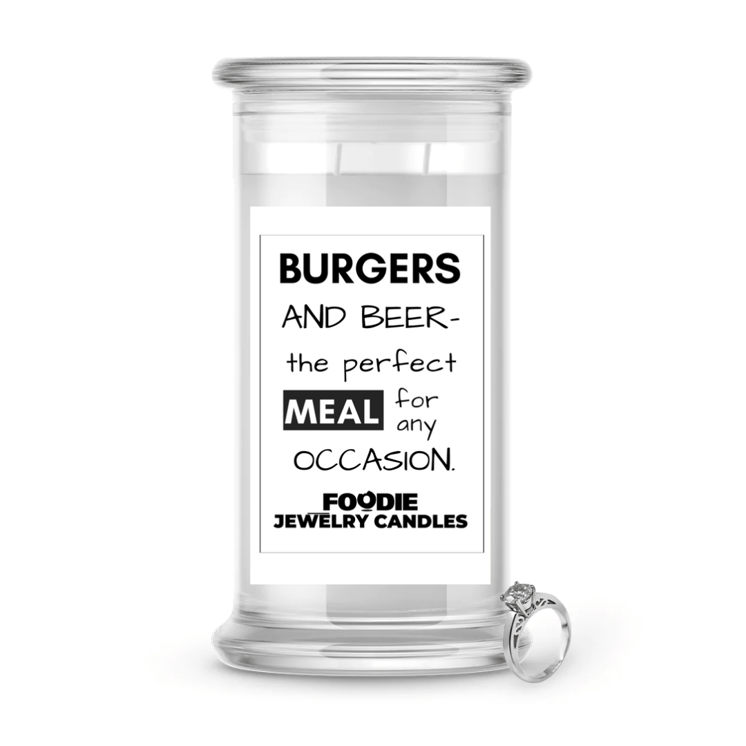 Burgers and  Beer - the perfect meal for any Occasion | Foodie Jewelry Candles