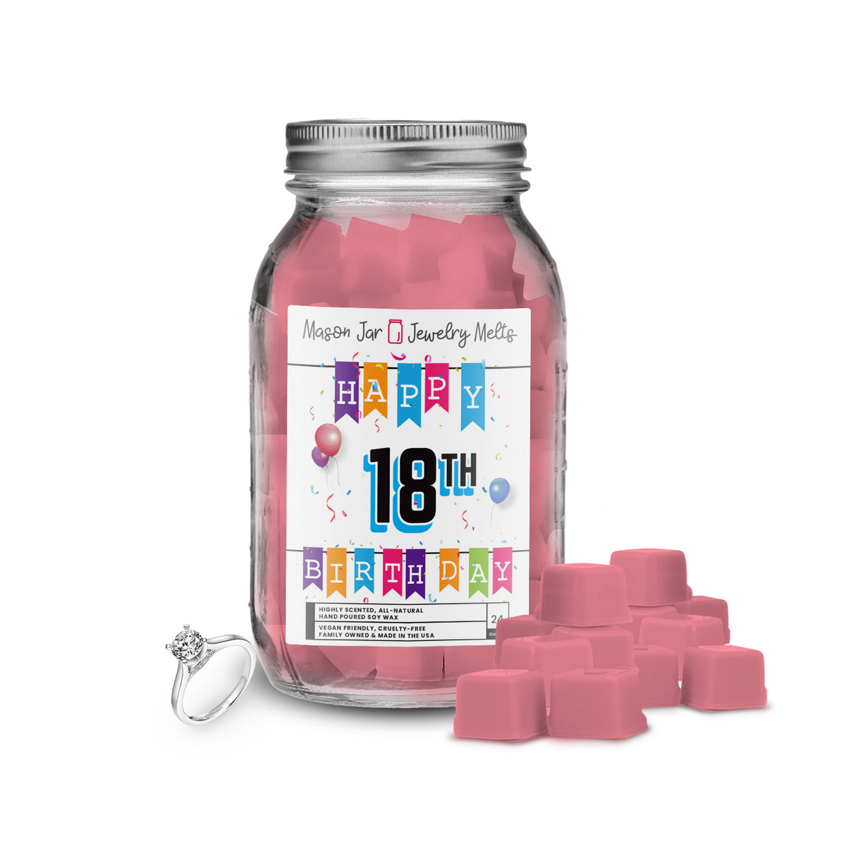 Happy 18th Birthday Mason Jar Jewelry Melts
