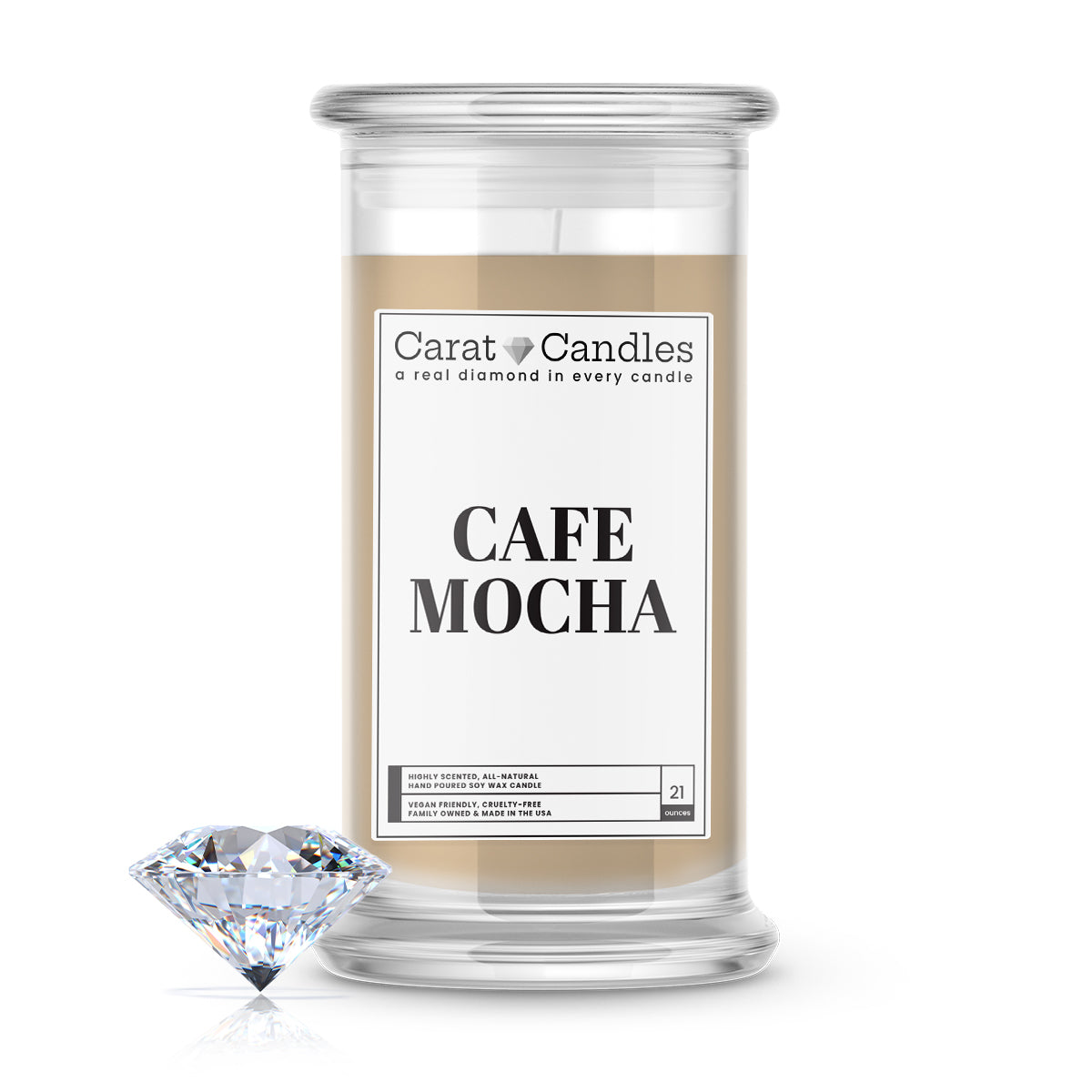 Cafe Mocha Diamond Carat Candle – 21 oz Luxury Diamond Candle