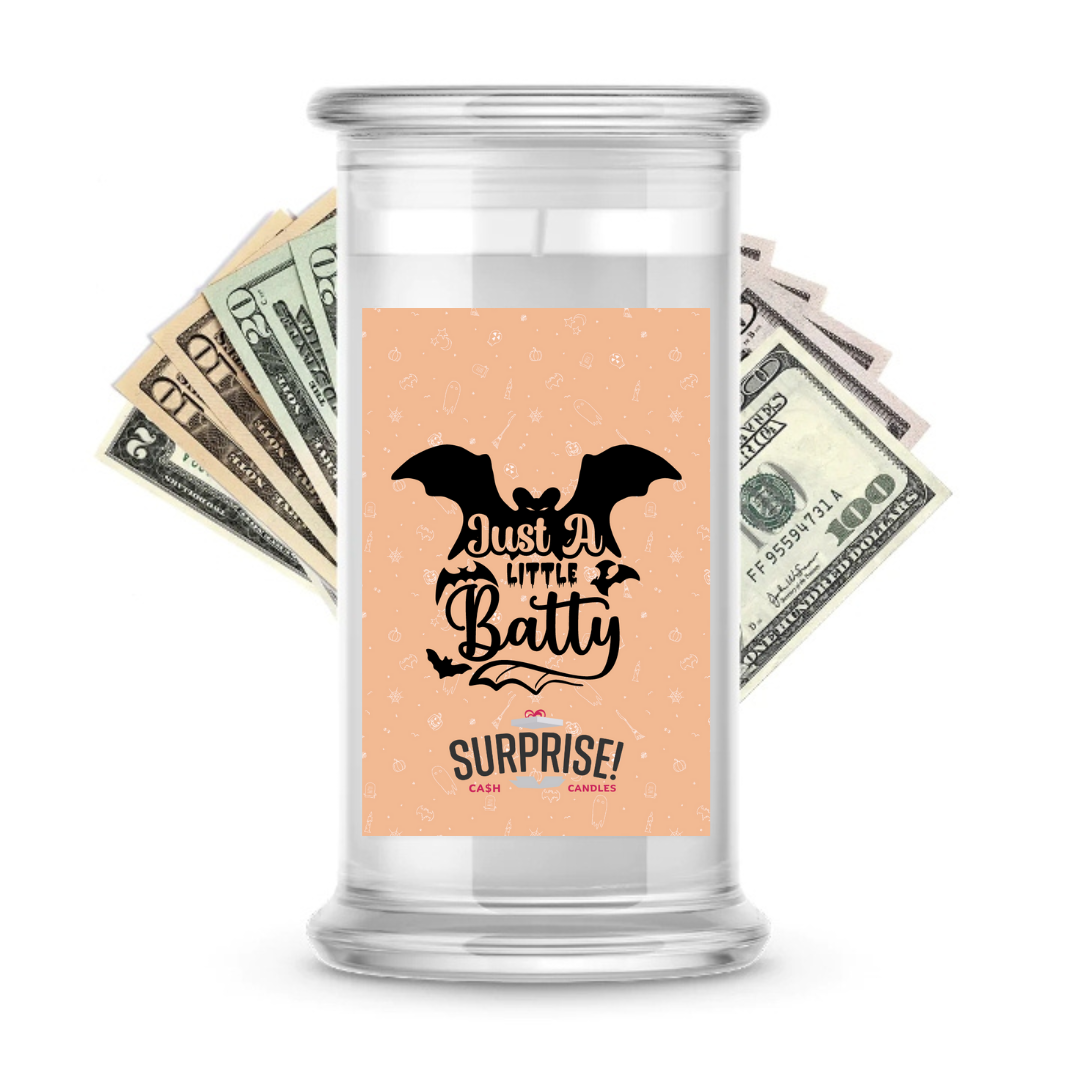 JUST A LITTLE BATTY HALLOWEEN CASH CANDLE