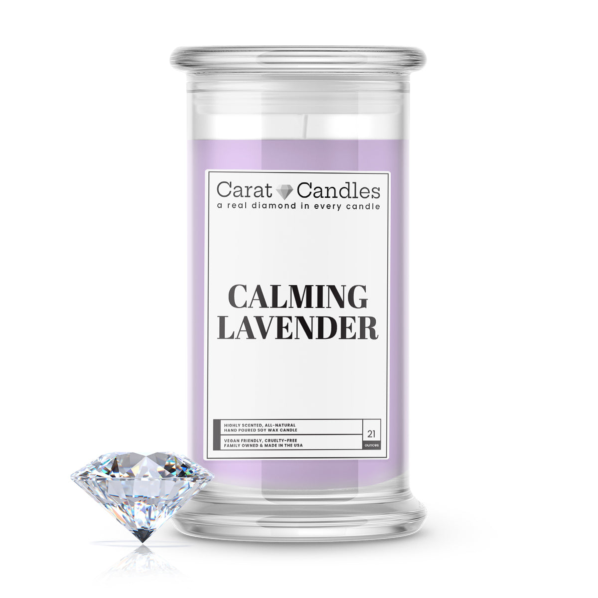 Calming Lavender Diamond Carat Candle – 21 oz Luxury Diamond Candle