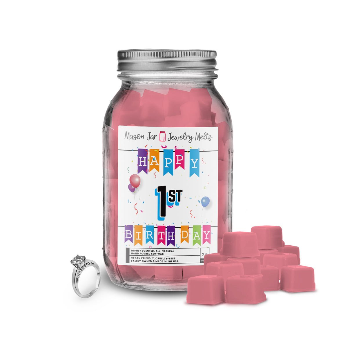 Happy 1st Birthday Mason Jar Jewelry Melts