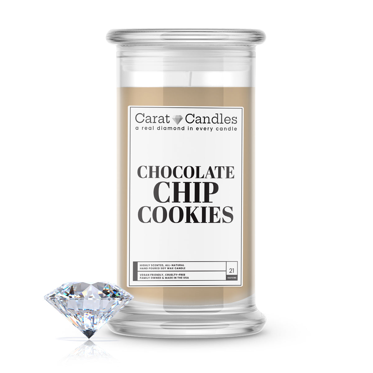 Chocolate Chip Cookies Diamond Carat Candle – 21 oz Luxury Diamond Candle