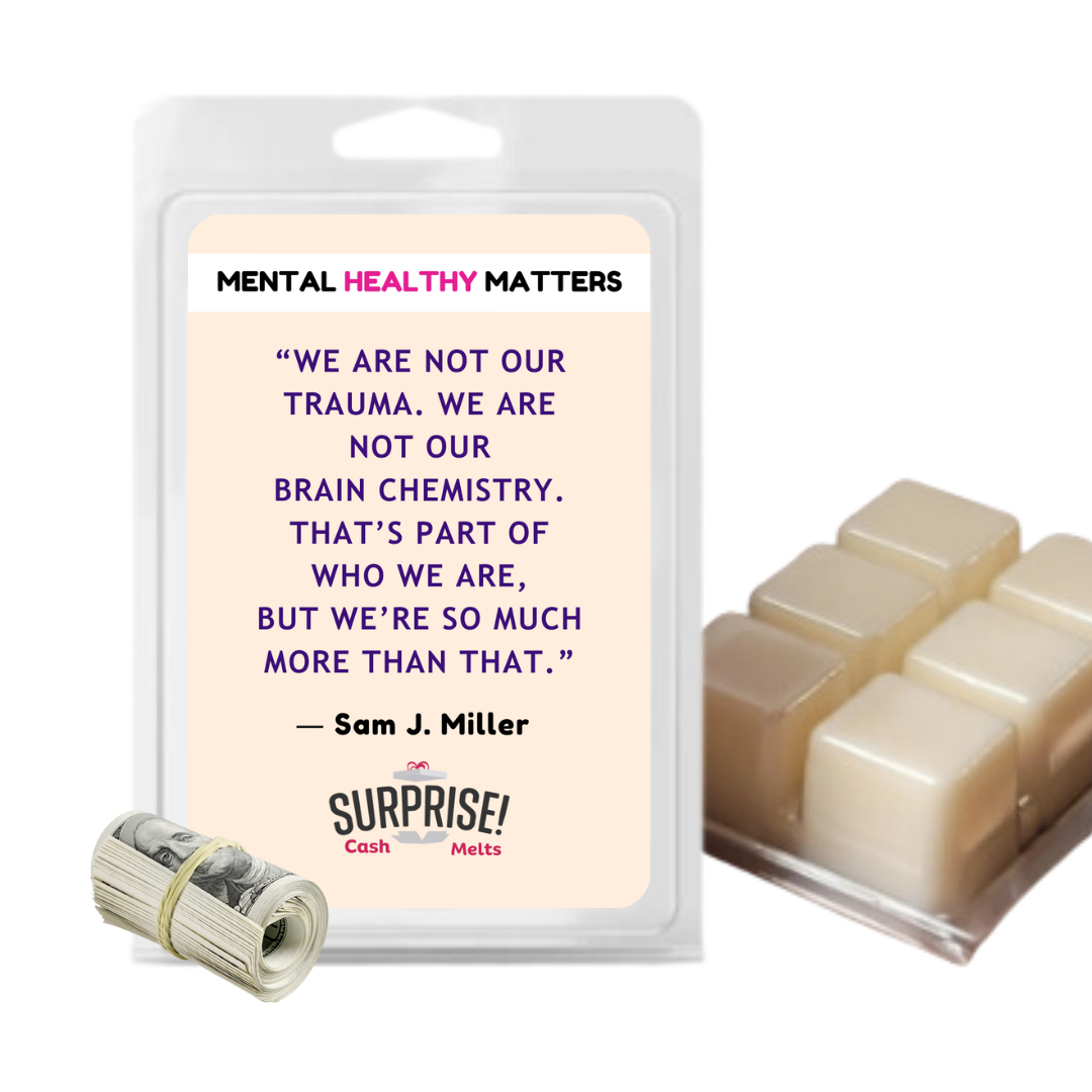 WE ARE NOT OUR TRAUMA. WE ARE NOT OUR BRAIN CHEMISTRY. THAT'S PART OF WHO WE ARE, BUT WE'RE SO MUCH MORE THAN THAT - SAM J MILLER | MENTAL HEALTH CASH WAX MELTS