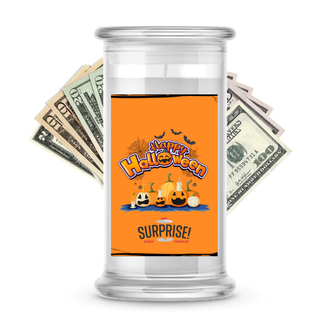 HAPPY HALLOWEEN HALLOWEEN CASH CANDLE