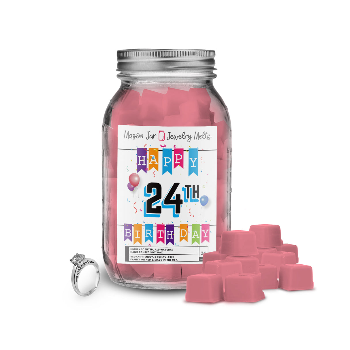 Happy 24th Birthday Mason Jar Jewelry Melts
