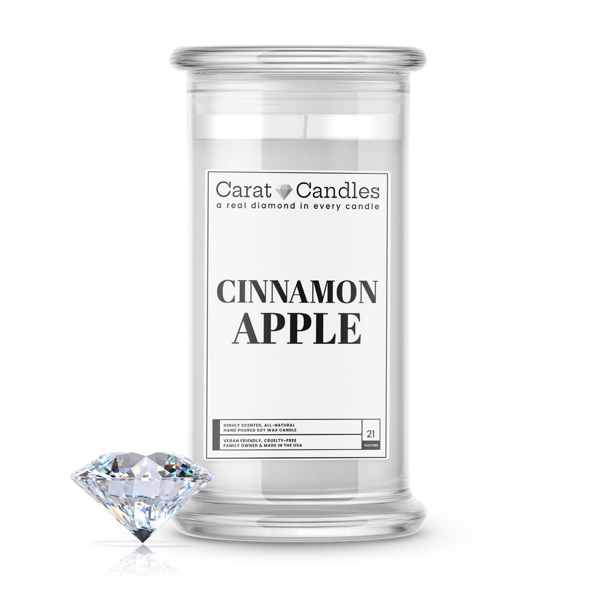 Cinnamon Apple Diamond Carat Candle – 21 oz Luxury Diamond Candle
