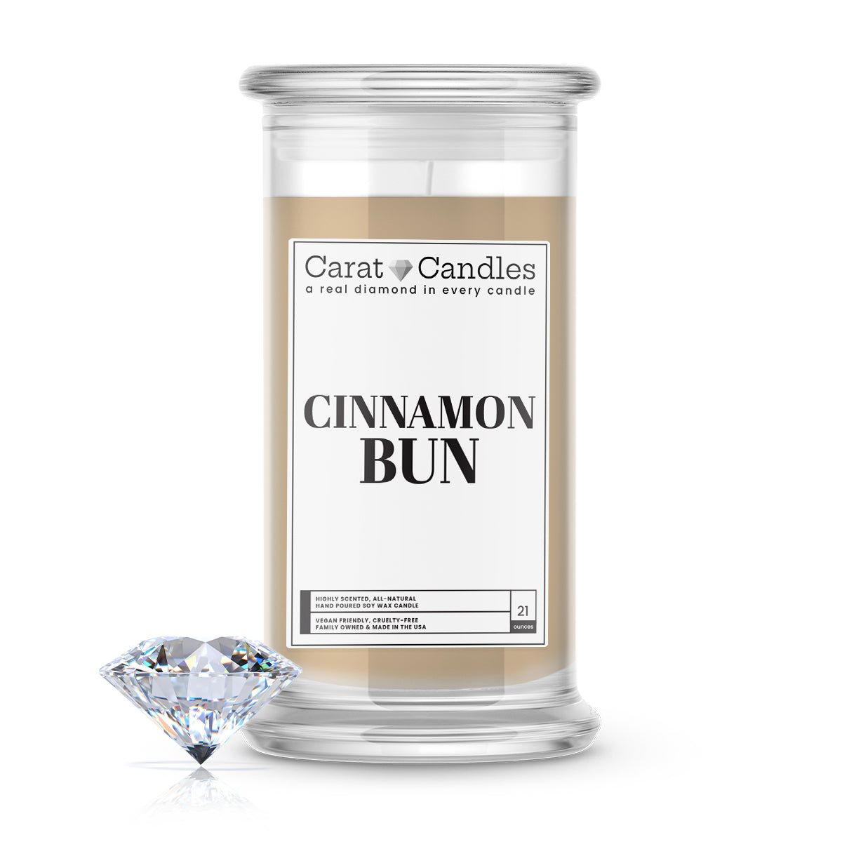 Cinnamon Bun Diamond Carat Candle – 21 oz Luxury Diamond Candle