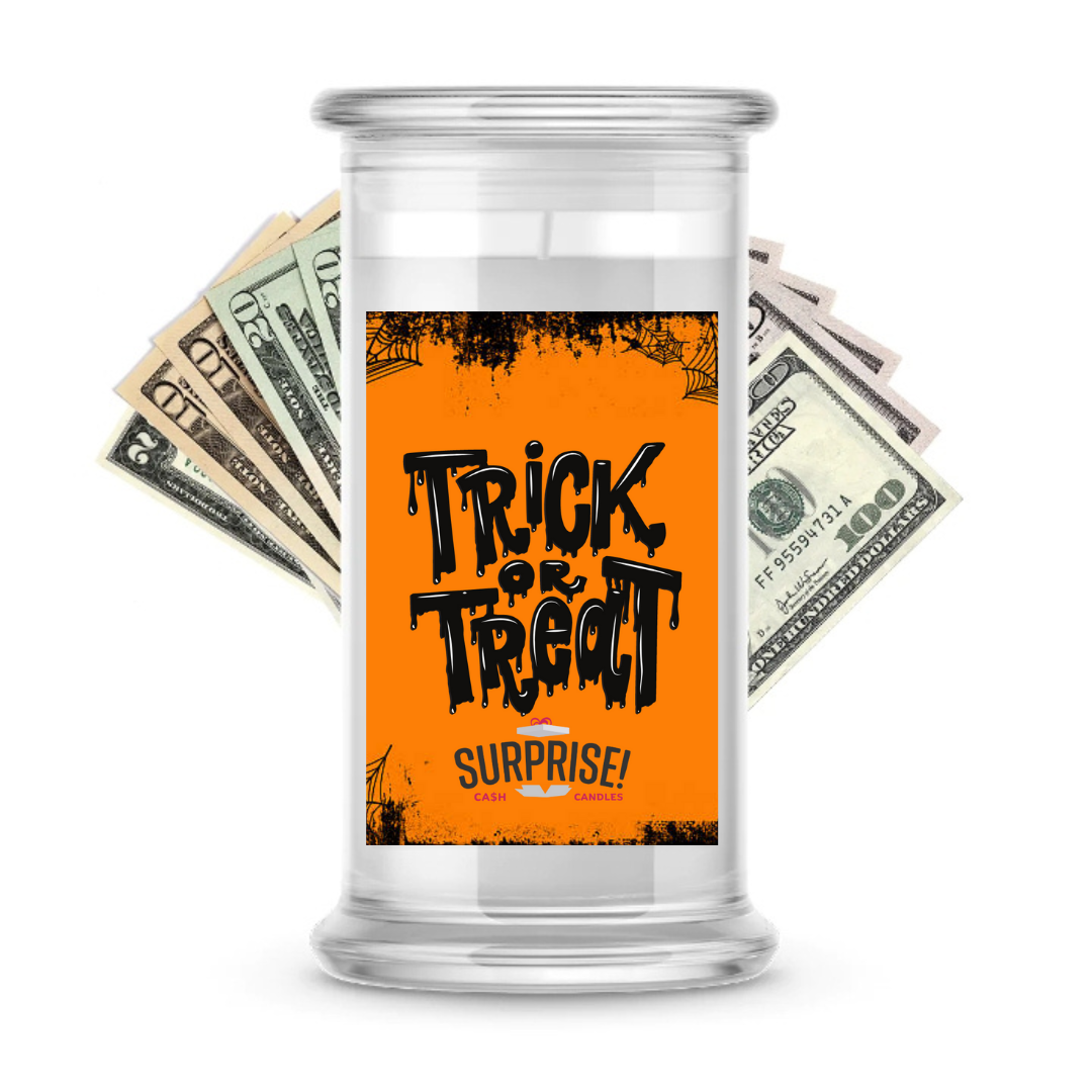 TRICK OR TREAT HALLOWEEN CASH CANDLE