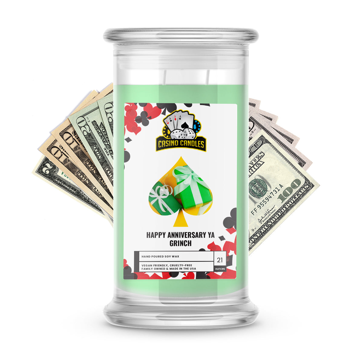 Happy Anniversary  Ya Grinch | Cash Casino Candles