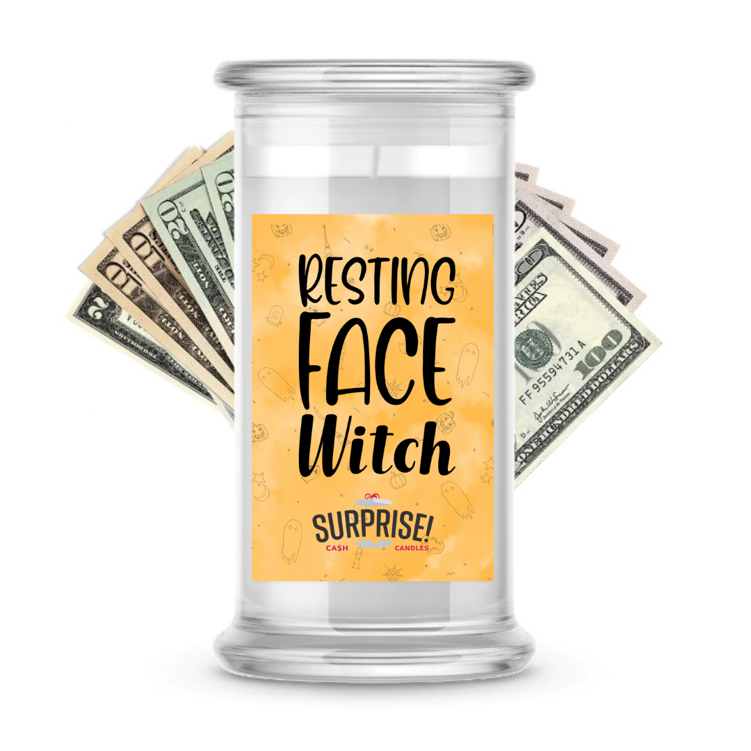 RESTING FACE WITCH HALLOWEEN CASH CANDLE