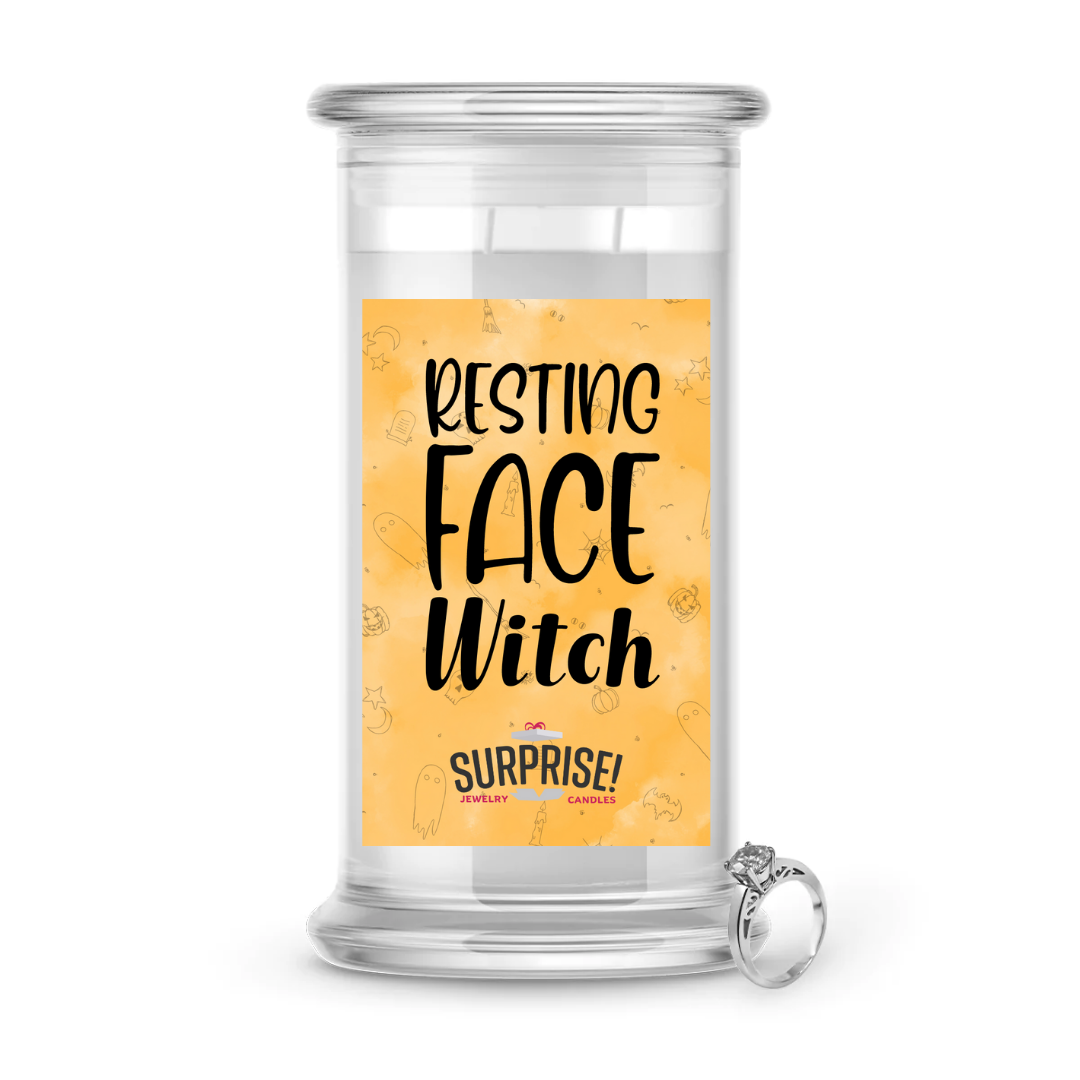 RESTING FACE WITCH HALLOWEEN JEWELRY CANDLE
