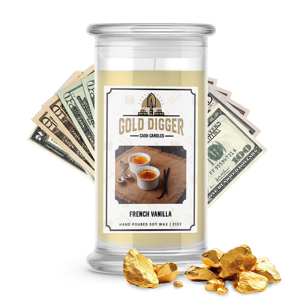 French Vanilla Gold Digger Cash Candle