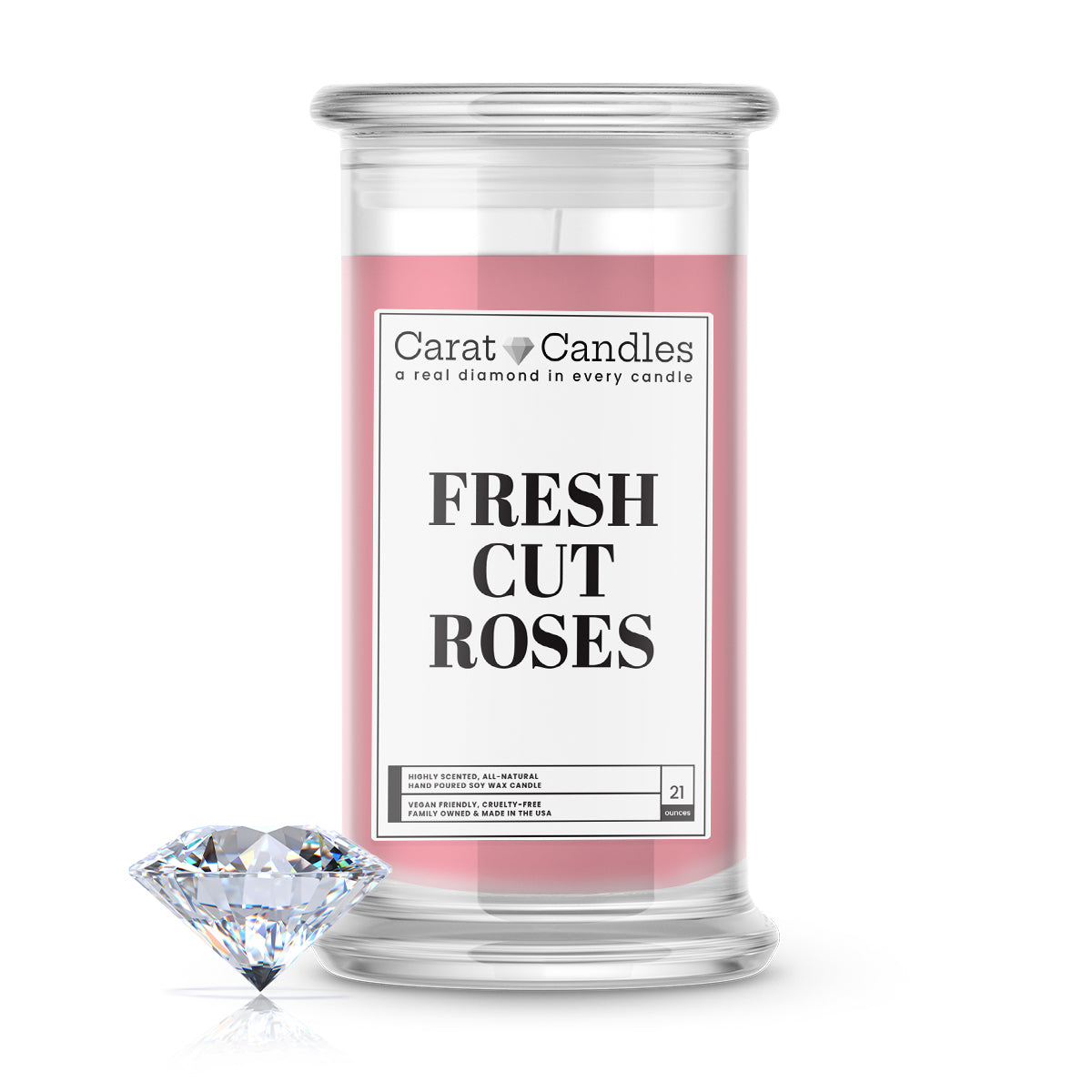 Fresh Cut Roses Diamond Carat Candle – 21 oz Luxury Diamond Candle
