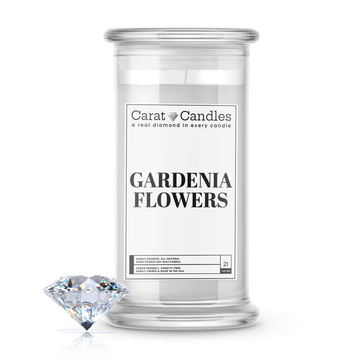 Gardenia Flowers Diamond Carat Candle – 21 oz Luxury Diamond Candle