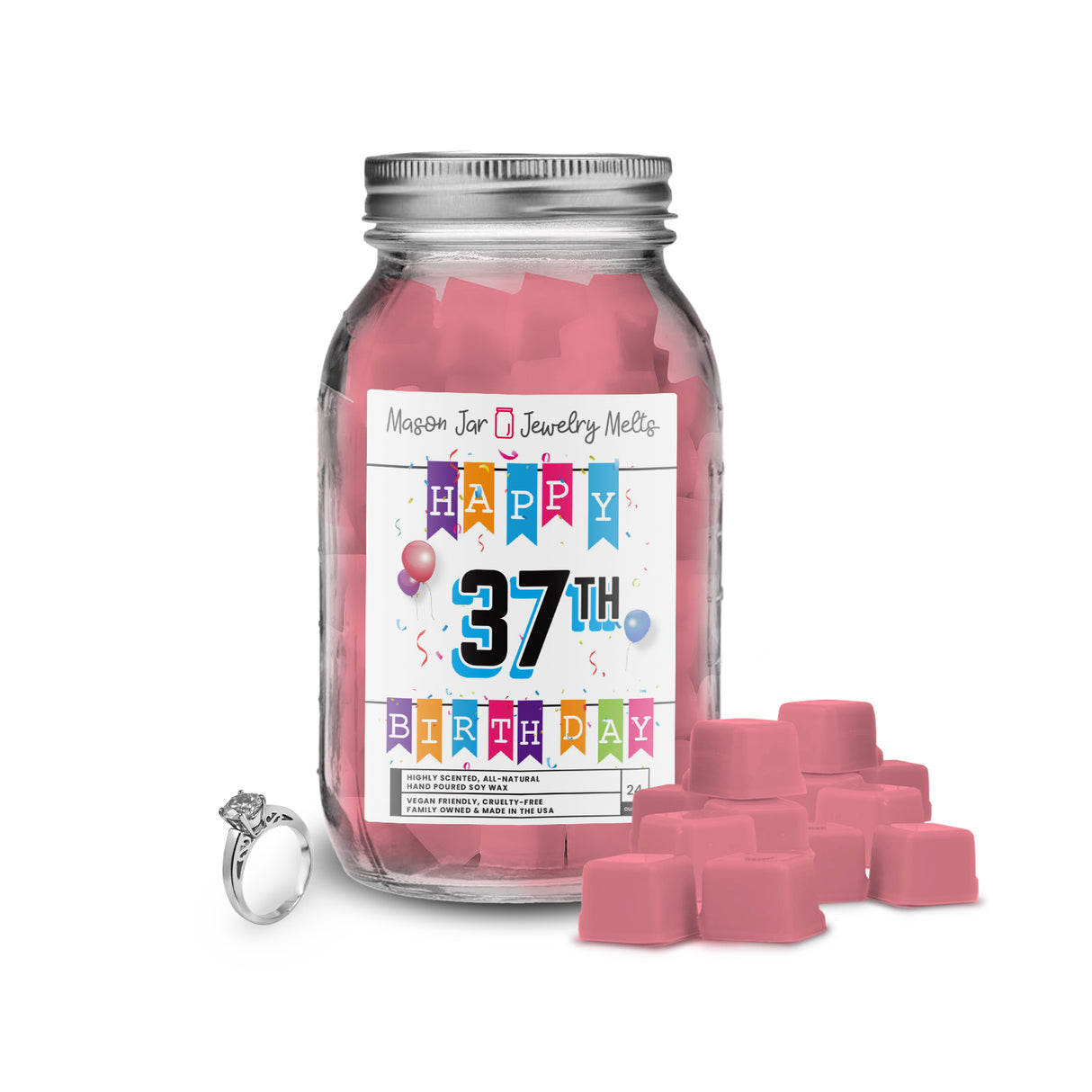Happy 37th Birthday Mason Jar Jewelry Melts