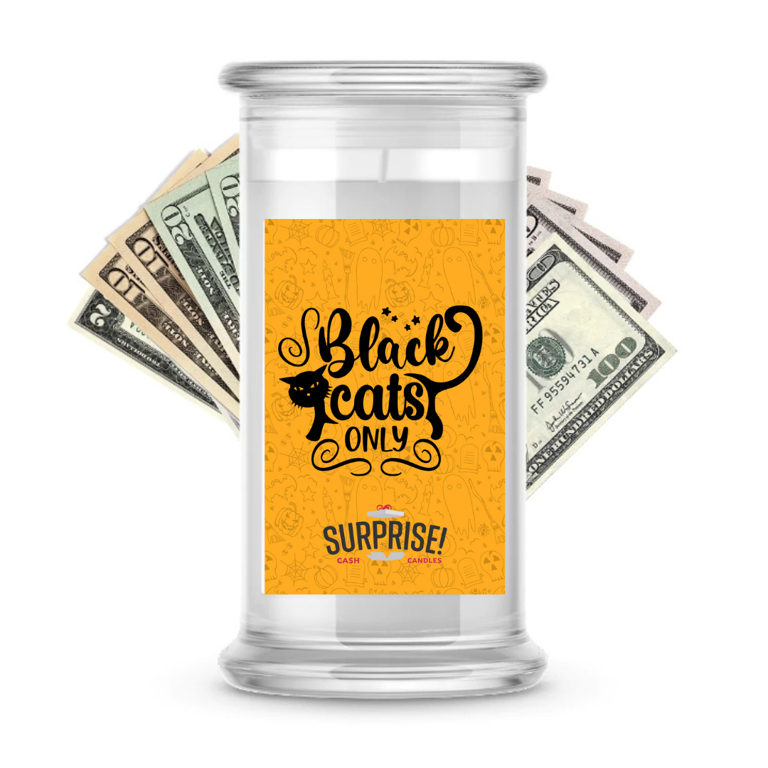 BLACK CATS ONLY HALLOWEEN CASH CANDLE