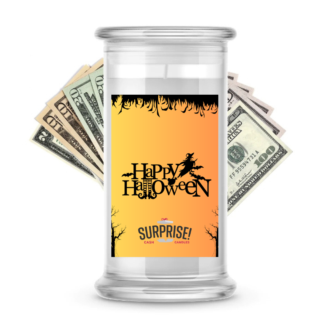 HAPPY HALLOWEEN HALLOWEEN CASH CANDLE