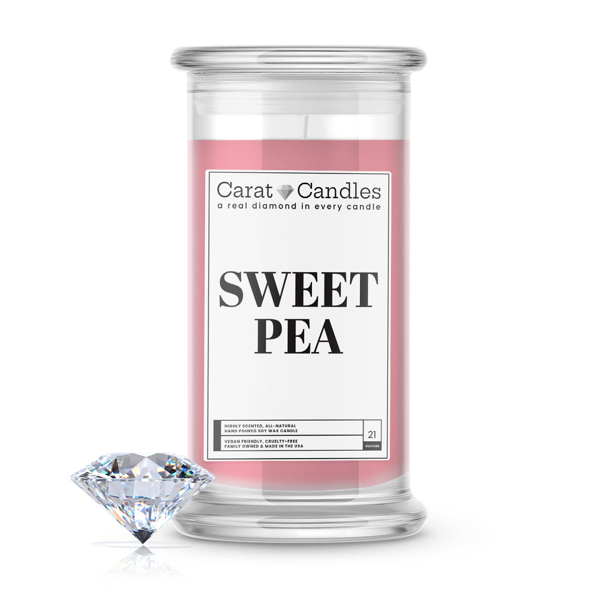 Sweet Pea Diamond Carat Candle – 21 oz Luxury Diamond Candle