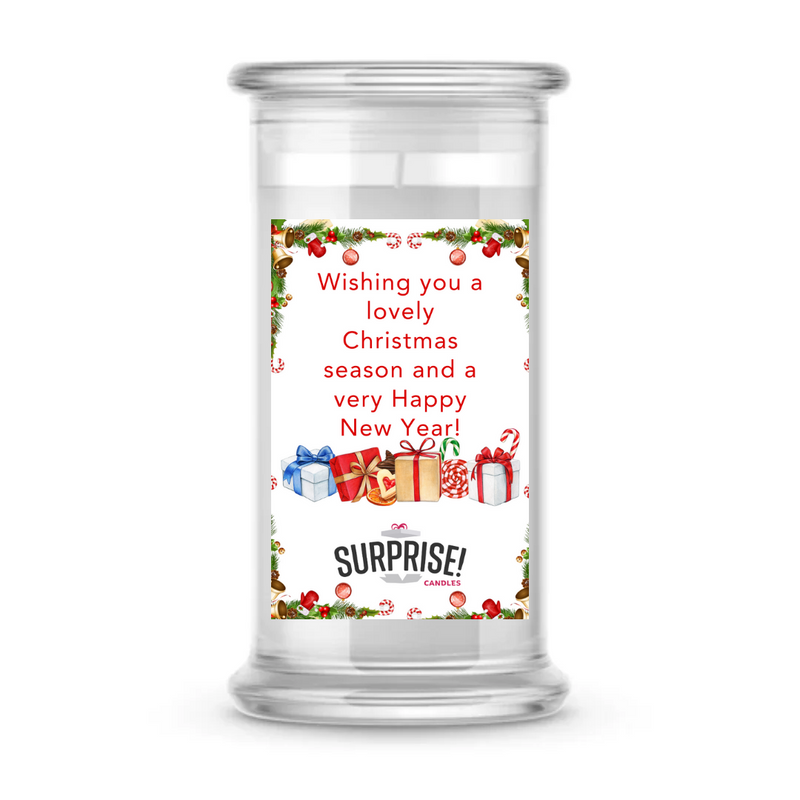 WISHING YOU A LOVELY CHRISTMAS SEASON AND A VERY HAPPY NEW YEAR! MERRY CHRISTMAS CANDLE