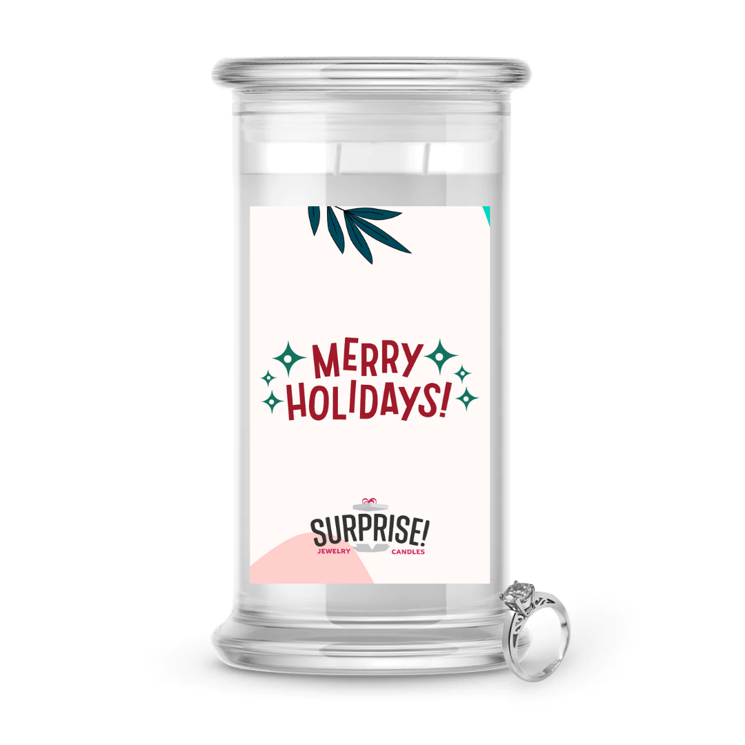 MERRY HOLIDAYS! MERRY CHRISTMAS JEWELRY CANDLE