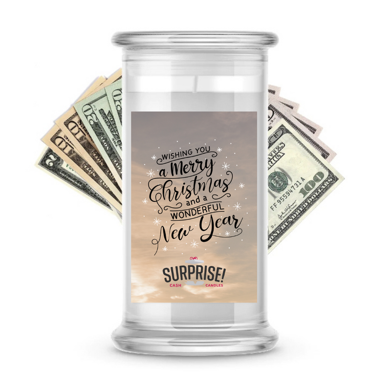 WISHING YOU A MERRY CHRISTMAS AND A WONDERFUL NEW YEAR MERRY CHRISTMAS CASH CANDLE