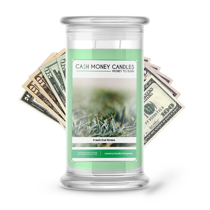 fresh cut grass cash candle