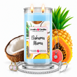 Bahama Mama Jewelry Candles with two lit flames and jewelry