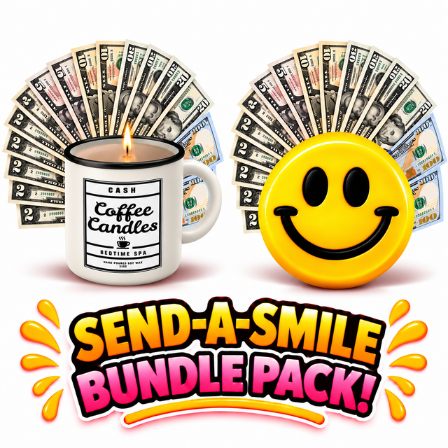 Send-A-Smile! Cash Wax Melt + Bedtime Spa Coffee Mug Cash Candle Bundle