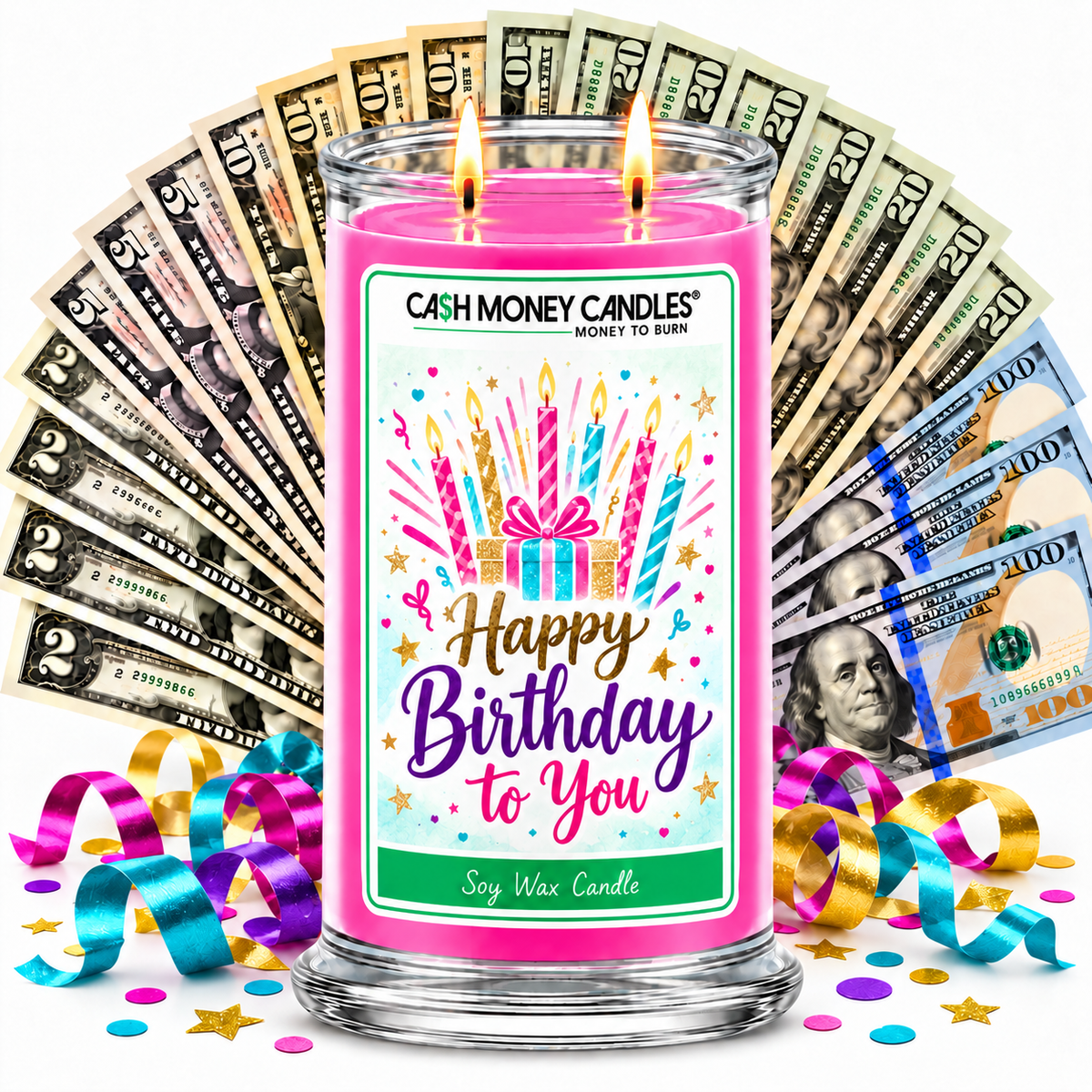 Happy Birthday To You Cash Money Candle