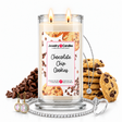 Chocolate Chip Cookies Jewelry Candle with two lit flames and jewelry