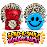 Red cash surprise bear and blue Fresh Linen giant cash smiley face gift bundle