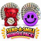 Red cash surprise bear and purple Lavender Vanilla giant cash smiley face gift bundle