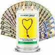 I Can Do All Thing Through Christ Who Strengthens Me Cash Candle with two lit wicks and a fan of cash