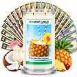 If You Like Piña Coladas! Cash Money Candle with two lit wicks and a fan of cash