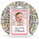 Photo cash wax melt baby personalization example with mixed dollar bill fan