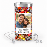 Personalized photo jewelry candy example with couple photo and message