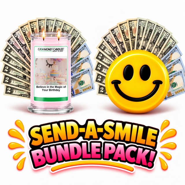 Send-A-Smile! Cash Wax Melt + Believe in the Magic of Your Birthday Cash Candle Bundle