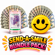 Send-A-Smile giant smiley cash wax melt paired with Black Cherries & Wine Cash Candle