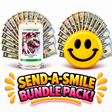 Send-A-Smile giant smiley cash wax melt paired with Black Raspberry Vanilla Cash Money Candle