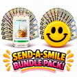 Send-A-Smile giant smiley cash wax melt paired with Chocolate Chip Cookies Cash Candle