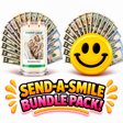 Send-A-Smile giant smiley cash wax melt paired with Cinnamon Bun Cash Candle