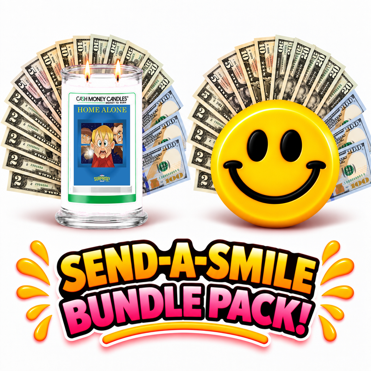 Send-A-Smile! Cash Wax Melt + Home Alone Cash Candle Bundle