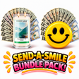 Send-A-Smile giant smiley cash wax melt paired with Cozy Cabin in the Woods Cash Money Candle