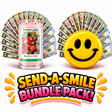 Send-A-Smile giant smiley cash wax melt paired with Strawberry Fields Cash Money Candle