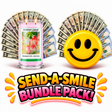 Send-A-Smile giant smiley cash wax melt paired with Honeysuckle Jasmine Cash Money Candle